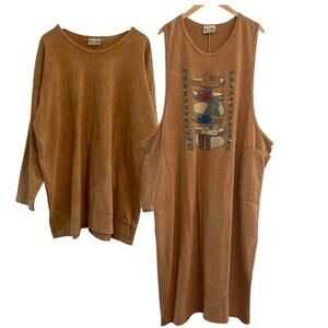 Vintage Liz And Jane Two Piece Midi Dress Set Lagenlook Artsy one Size USA made